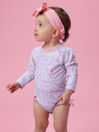 Lavender Floral Rash Guard Swim