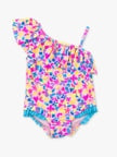 Neon One Shoulder Ruffle One Piece