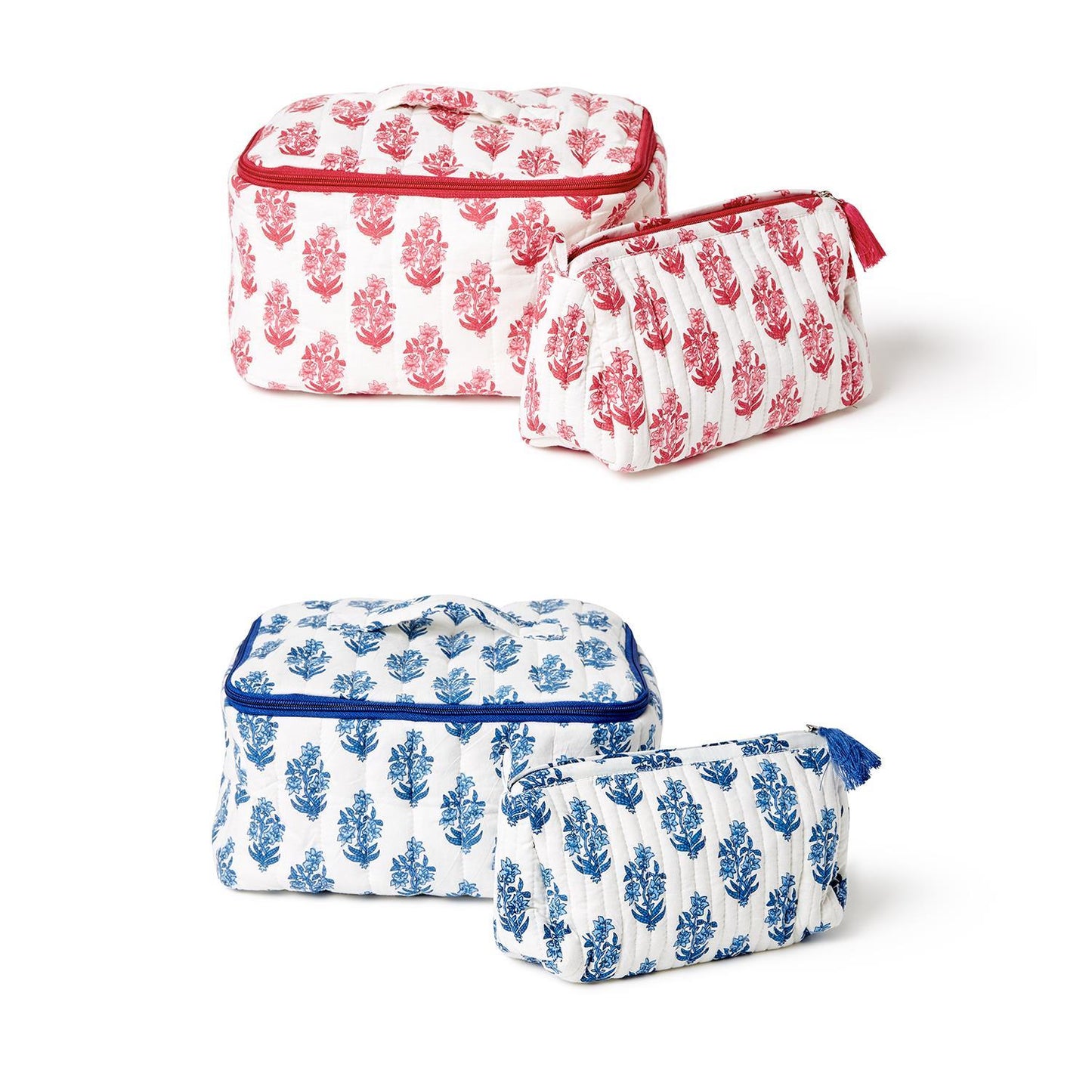 quilted cosmetic bag set