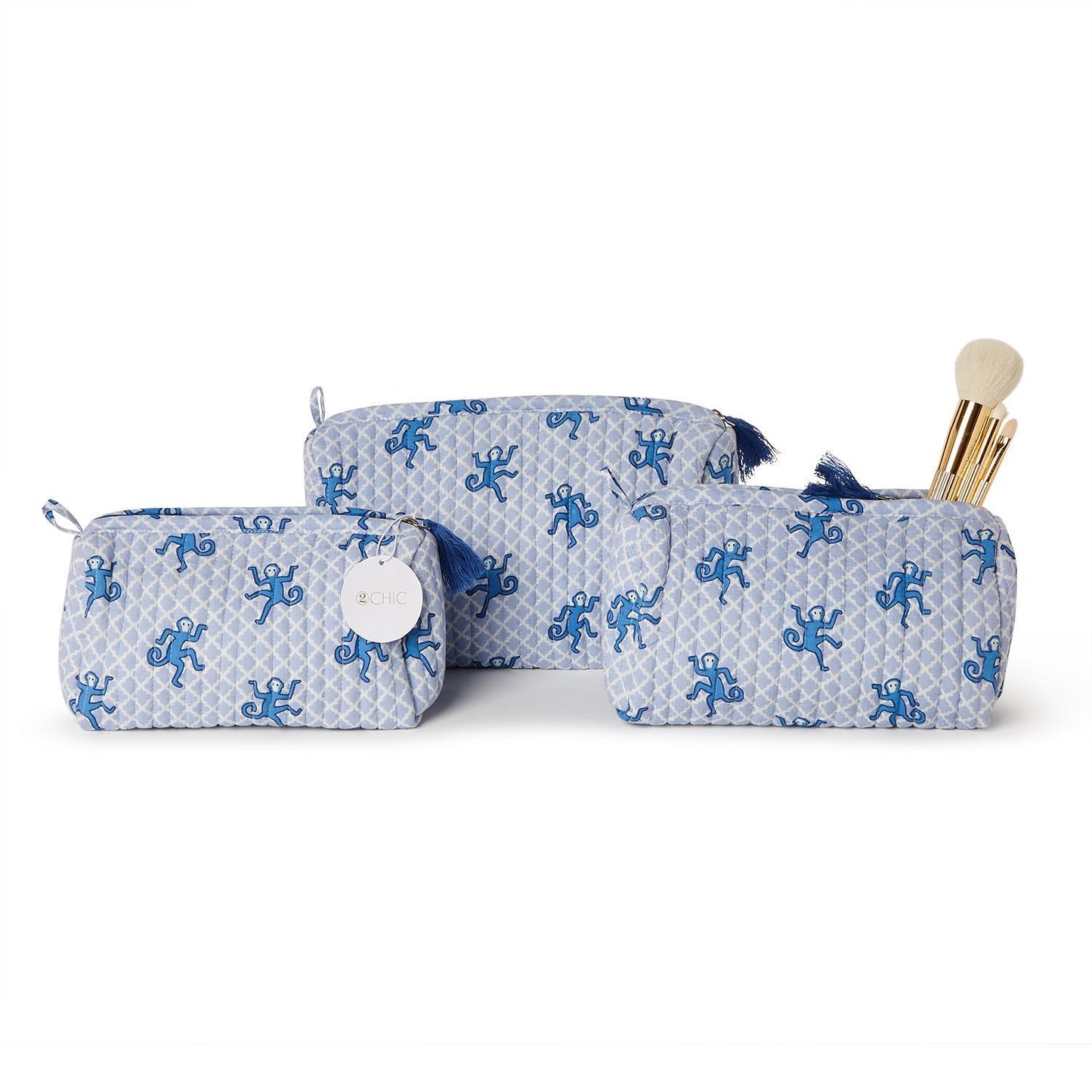 Blue Monkey Print Pouches