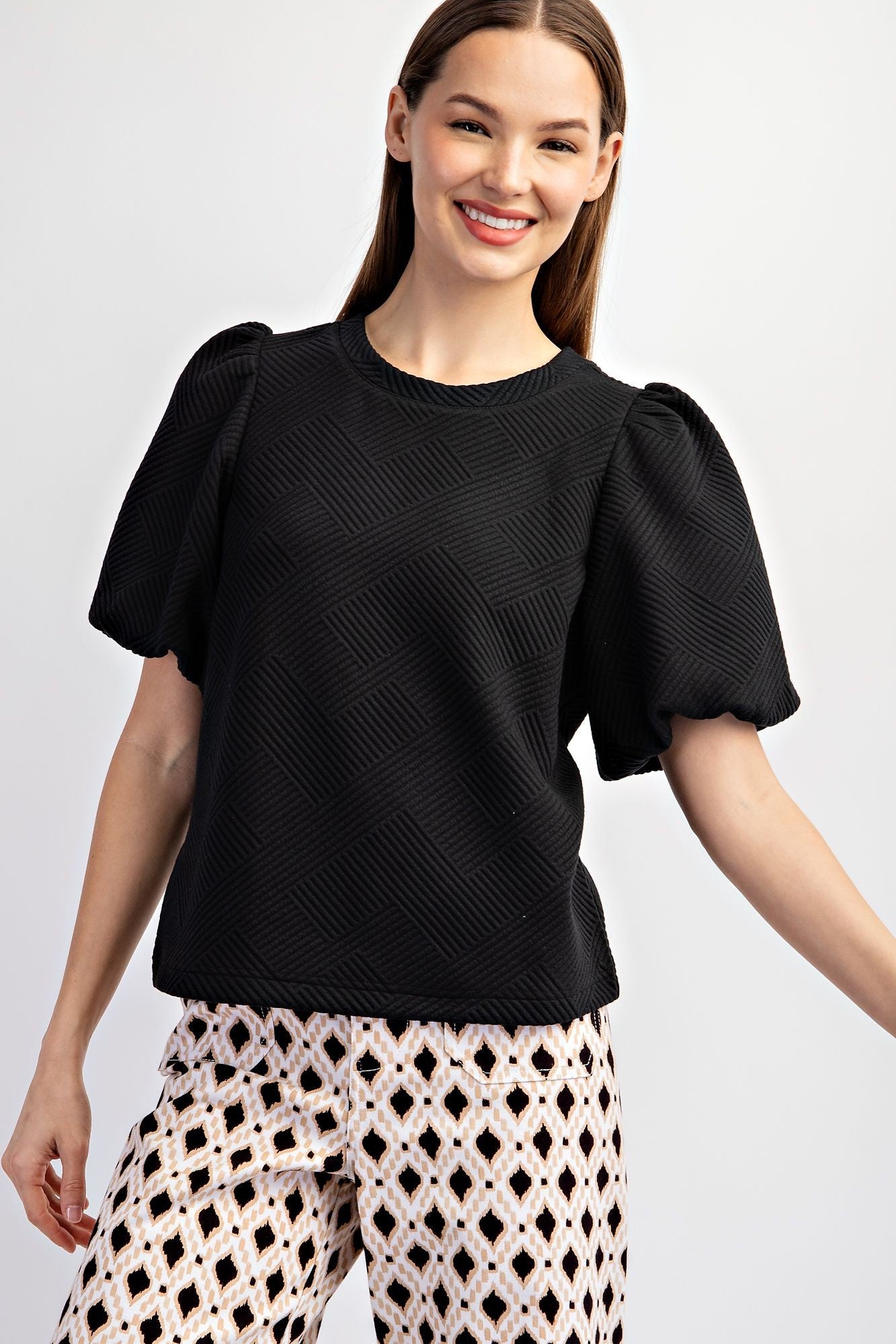 Textured Puff Sleeve Blouse