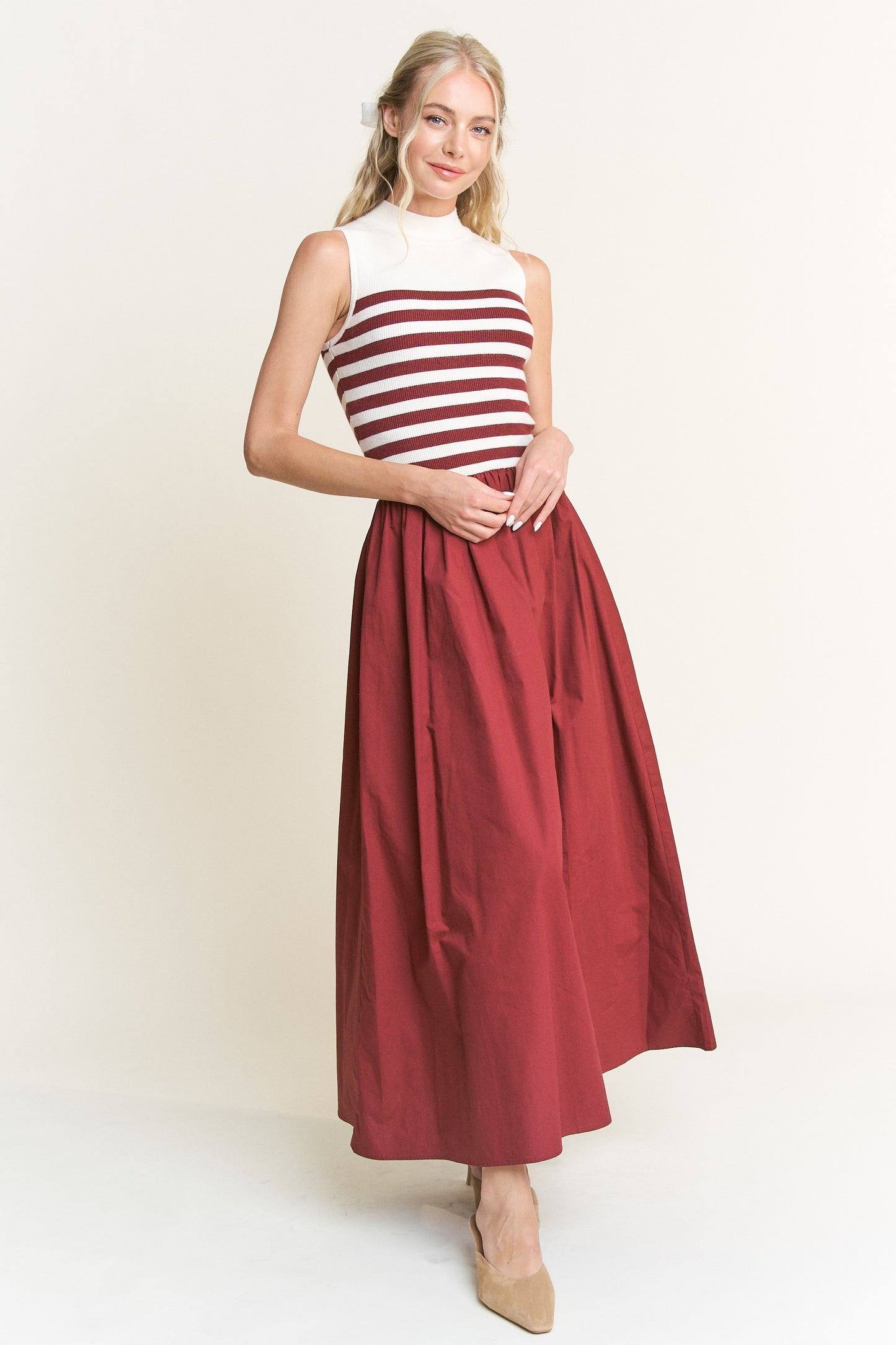 Stripe Knit Midi Dress