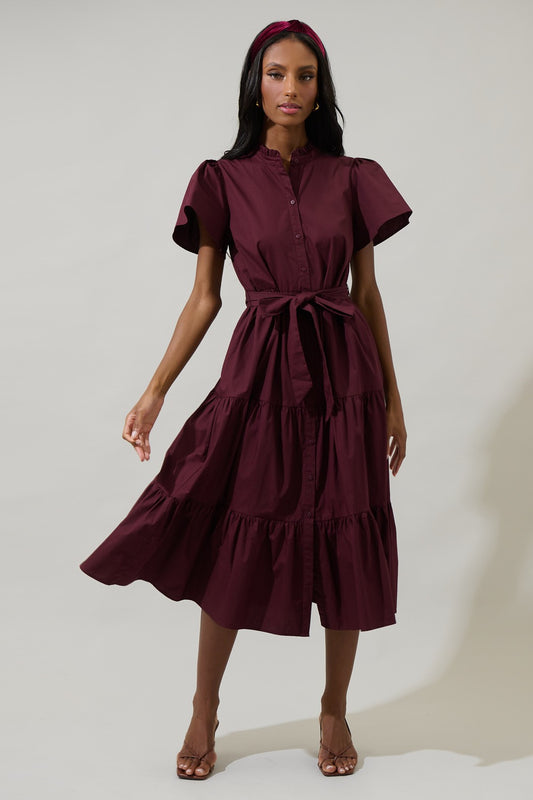 Bellucci Poplin Tiered Midi Dress