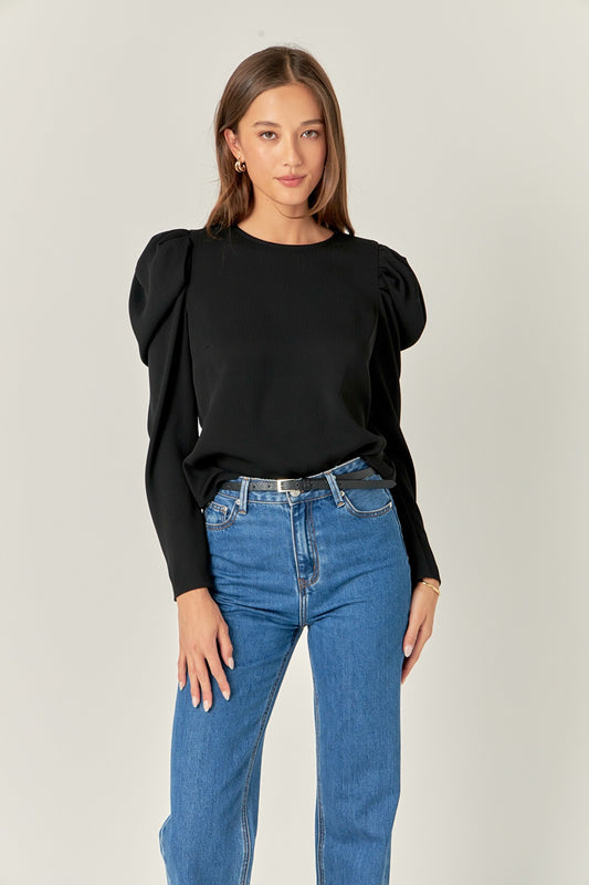 Puff Sleeve Blk Top