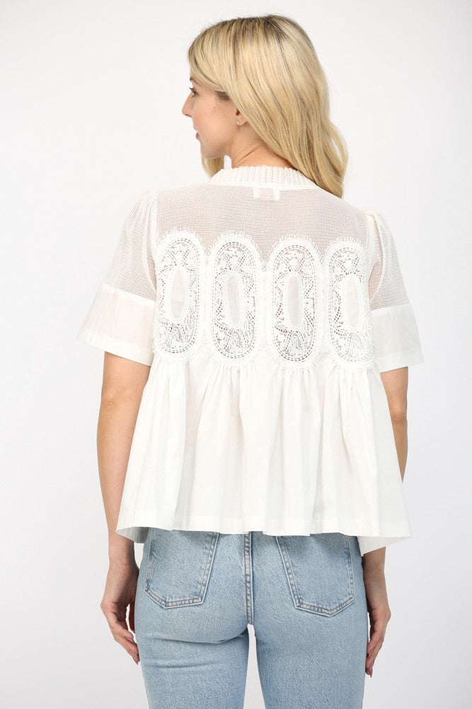 Mesh Combined Applique Top