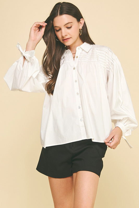 Tucked Detail Blouse - White