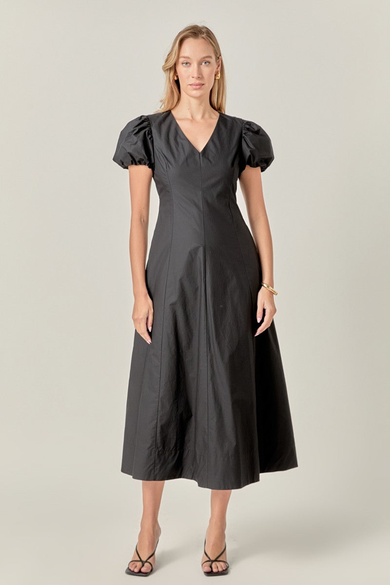 Deep V neck black maxi