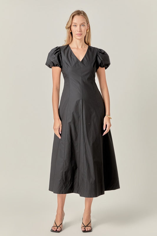 Deep V neck black maxi