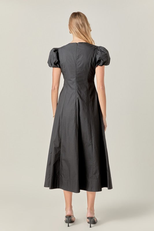 Deep V neck black maxi