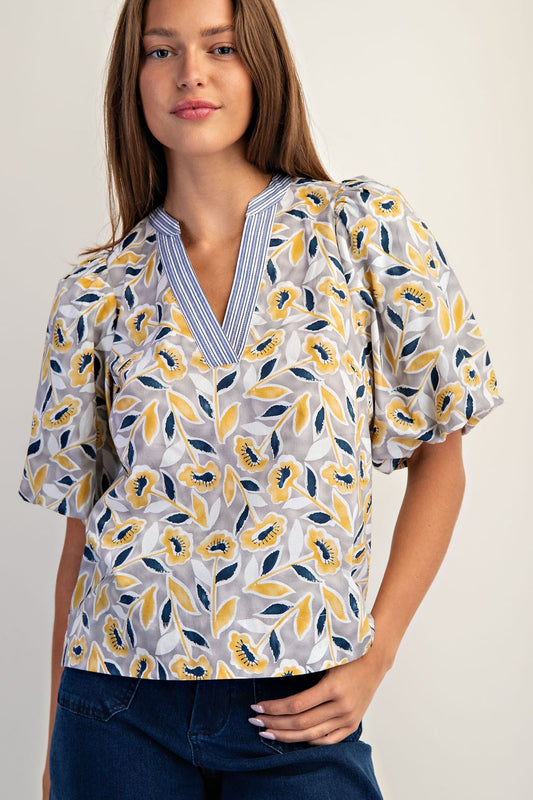 Misty Bloom Sleeve Blouse
