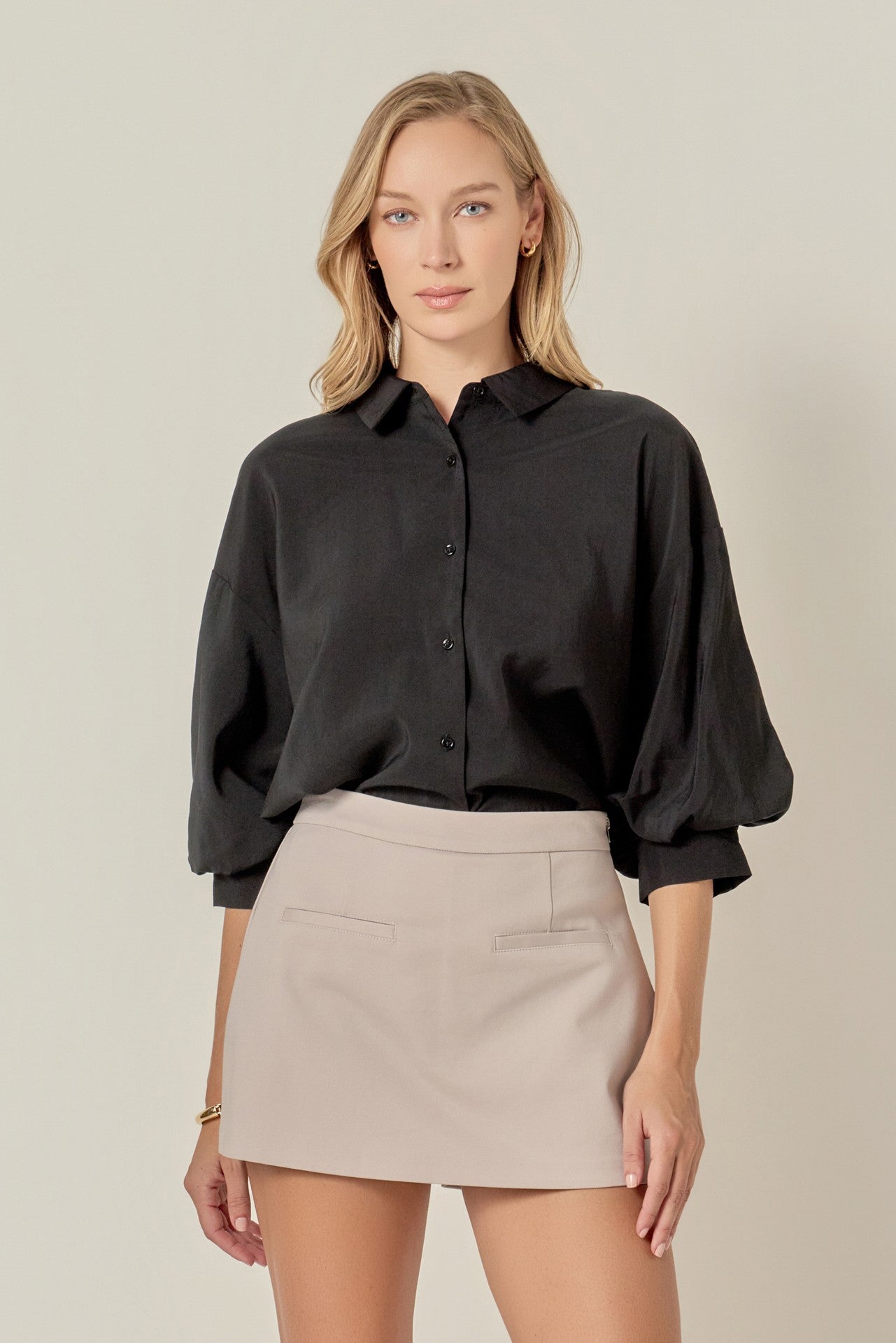 Black Balloon Sleeve Shirt