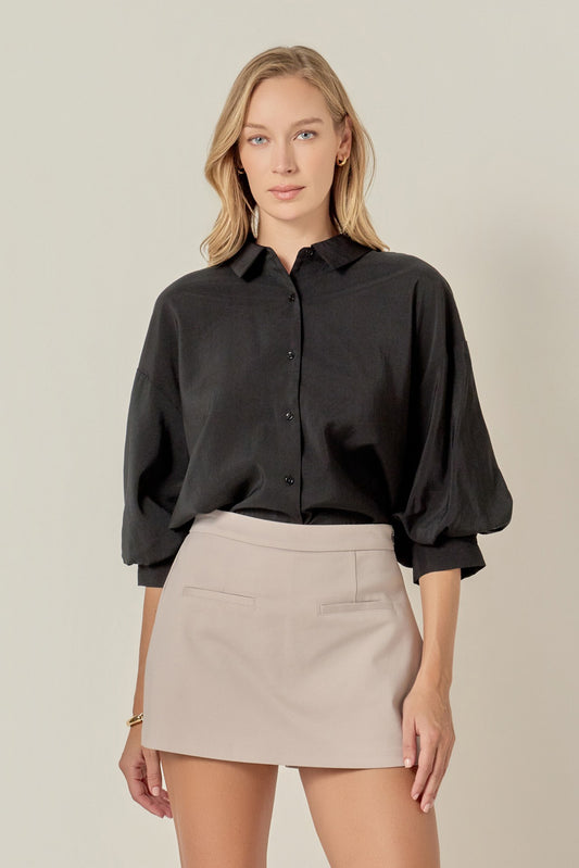 Black Balloon Sleeve Shirt