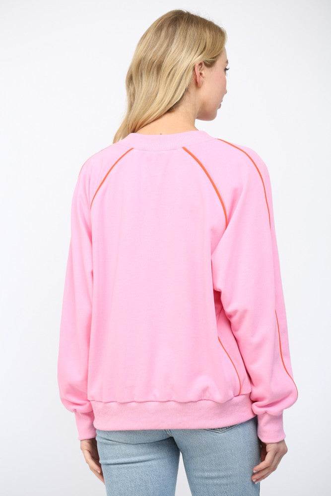 Piping Detail Raglan Sweatshirt