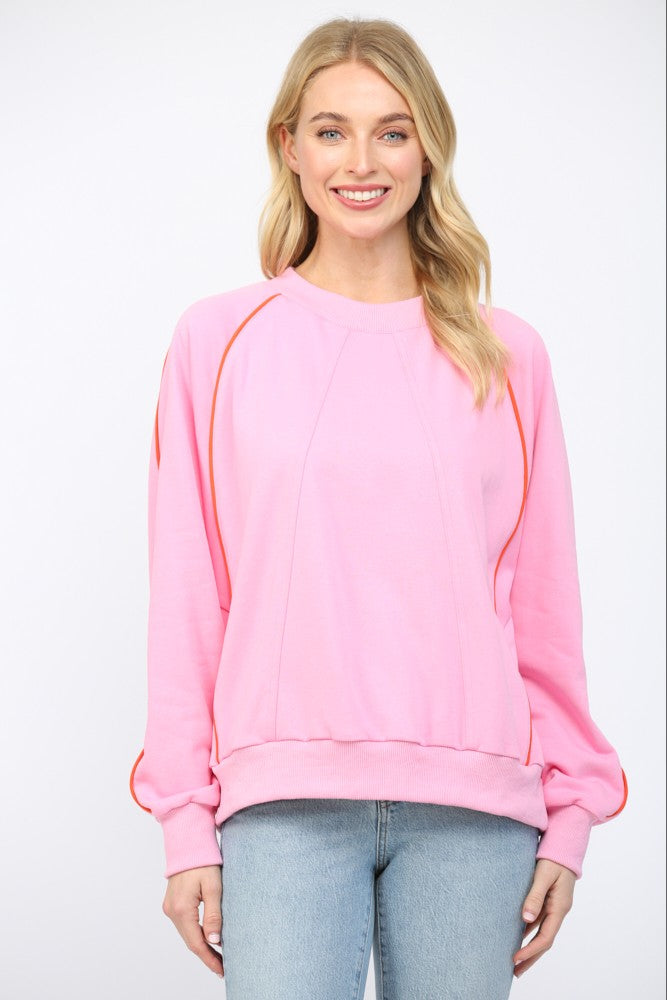 Piping Detail Raglan Sweatshirt