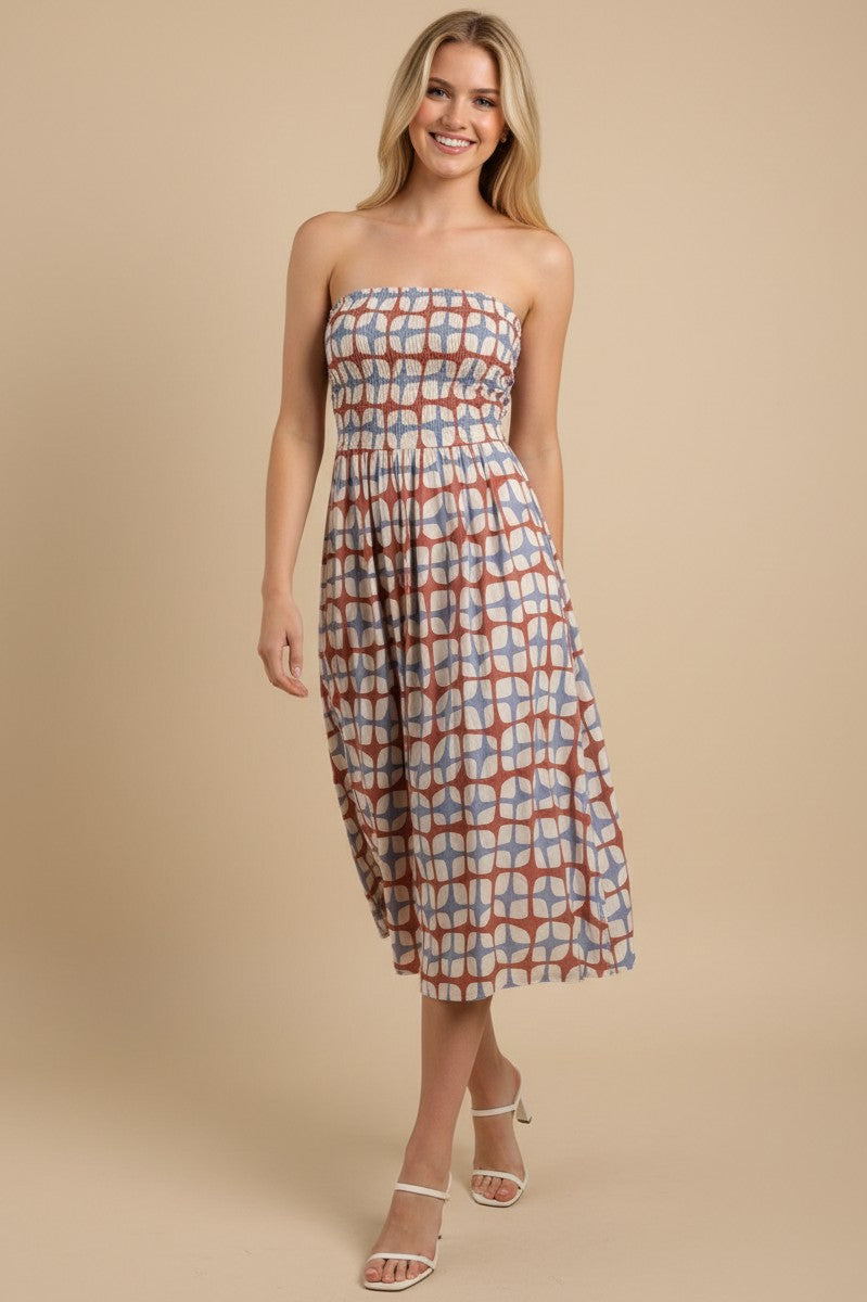 Geometric Print Midi Dress