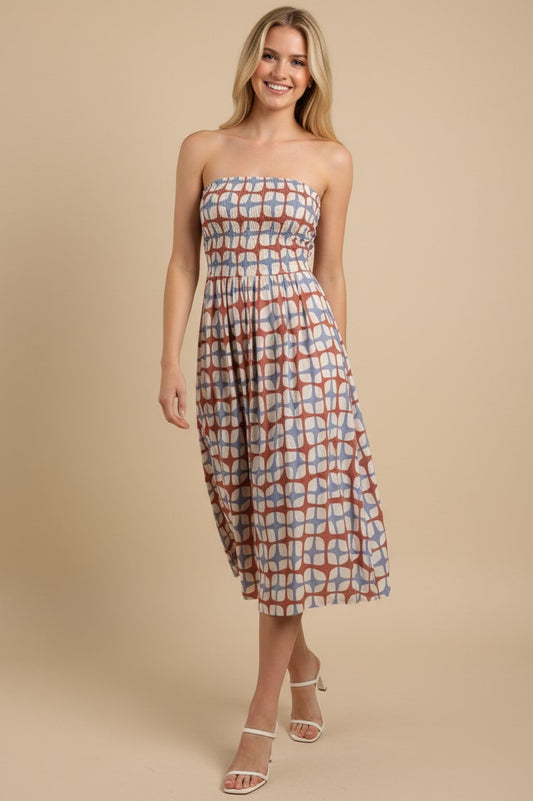 Geometric Print Midi Dress