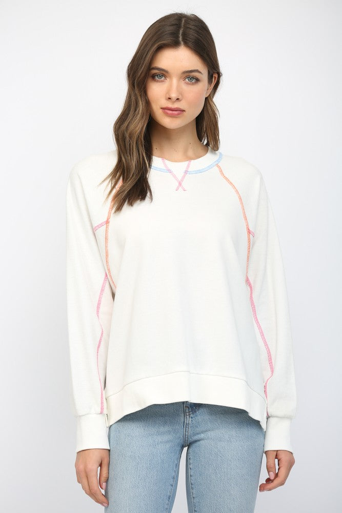Color Stitching Raglan Sweatshirt
