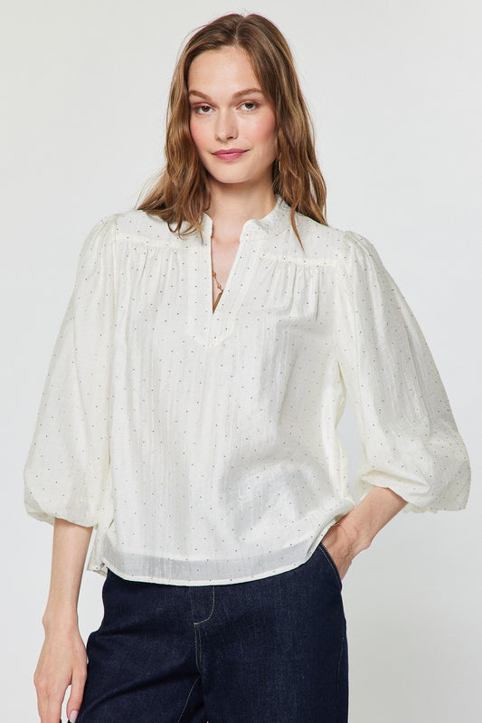 Stand Collar Split Blouse