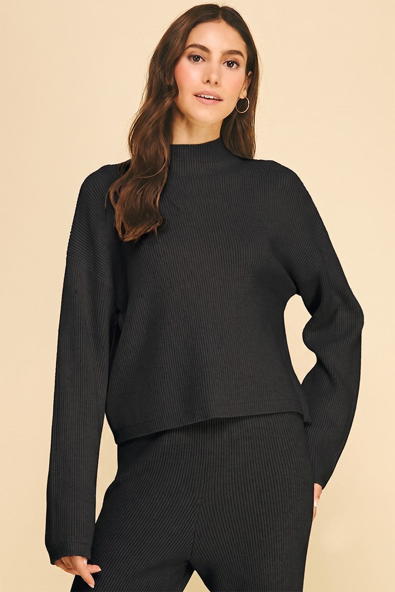 Ribbed Mock Neck Sweater