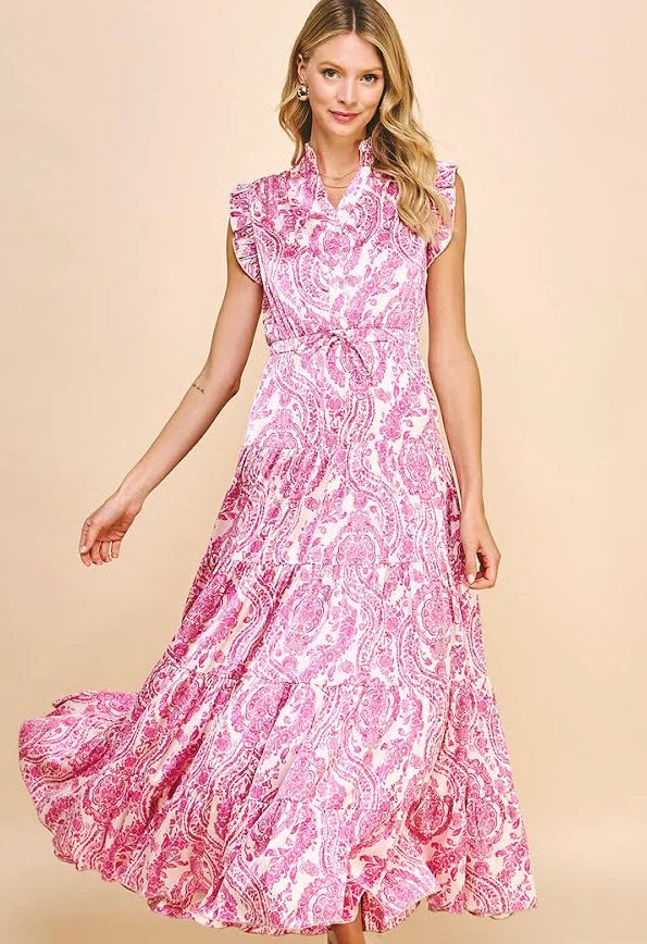 Paisley Maxi Dress - Pink