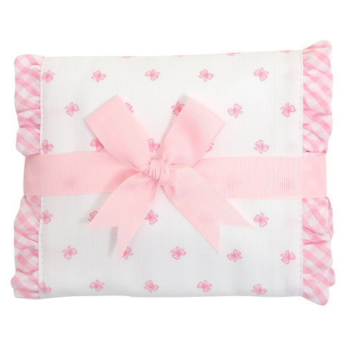 Pink Bow Fancy Fabric Burp
