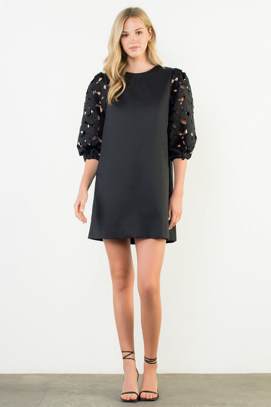 Eyelet Detail Short Sleeve Dress
