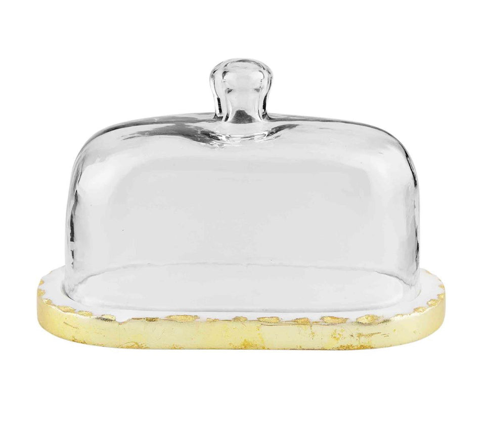 gold marble glass butter dish