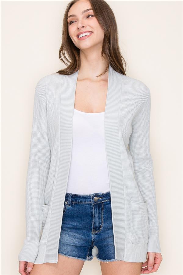 Long Sleeve Small Waffle Cardigan