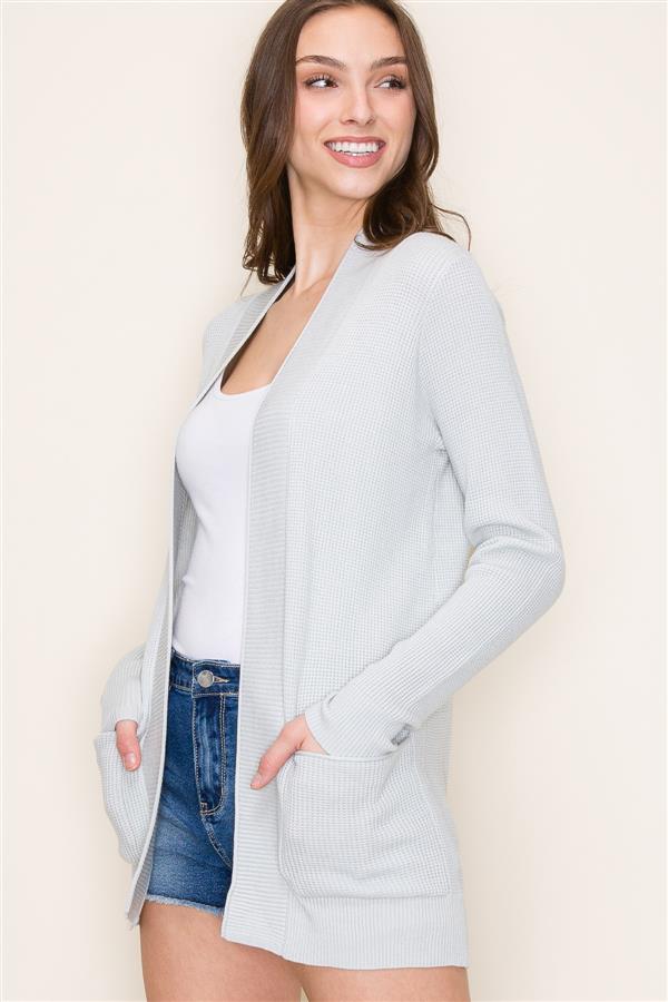 Long Sleeve Small Waffle Cardigan