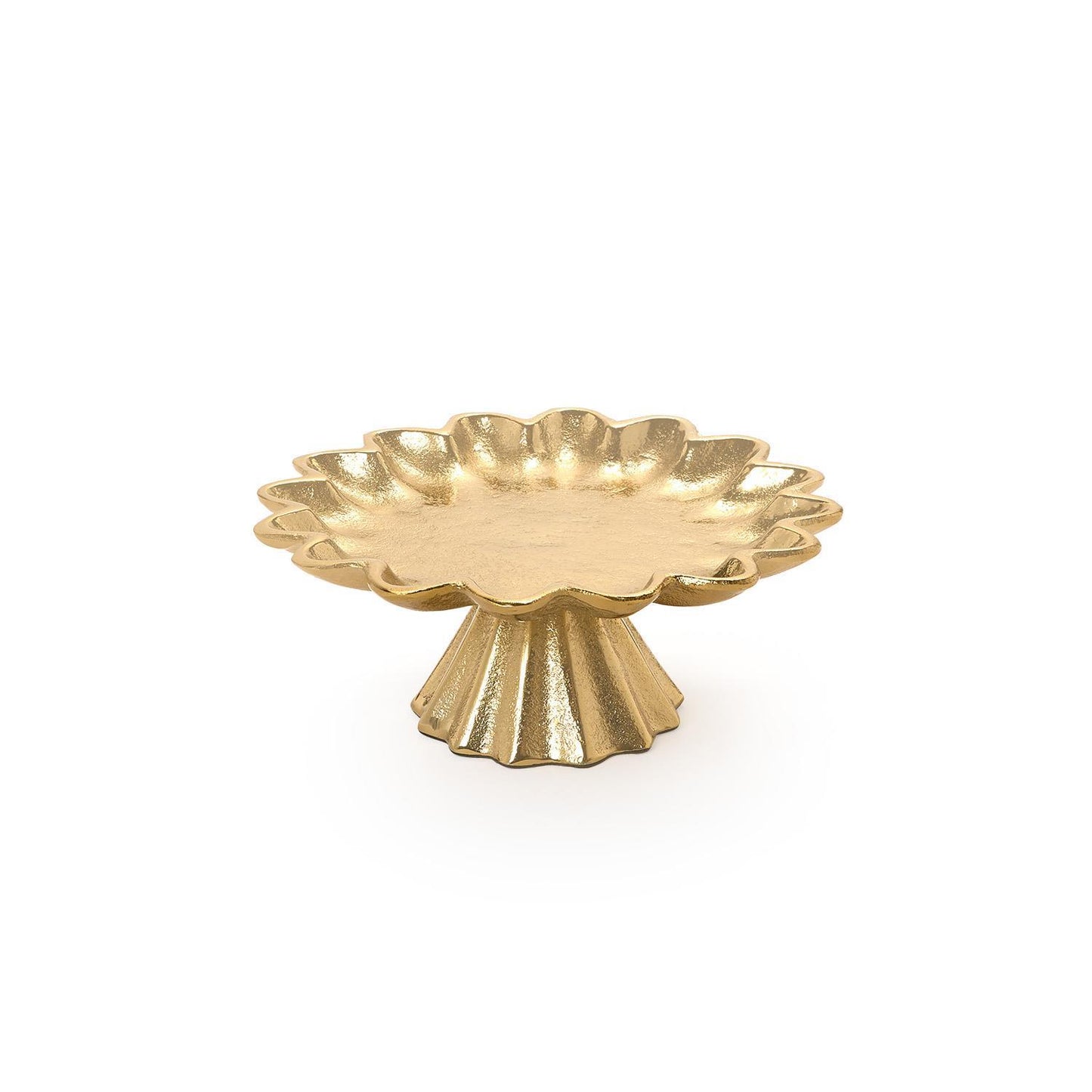 Small Scalloped Edge Gold Cake Stand