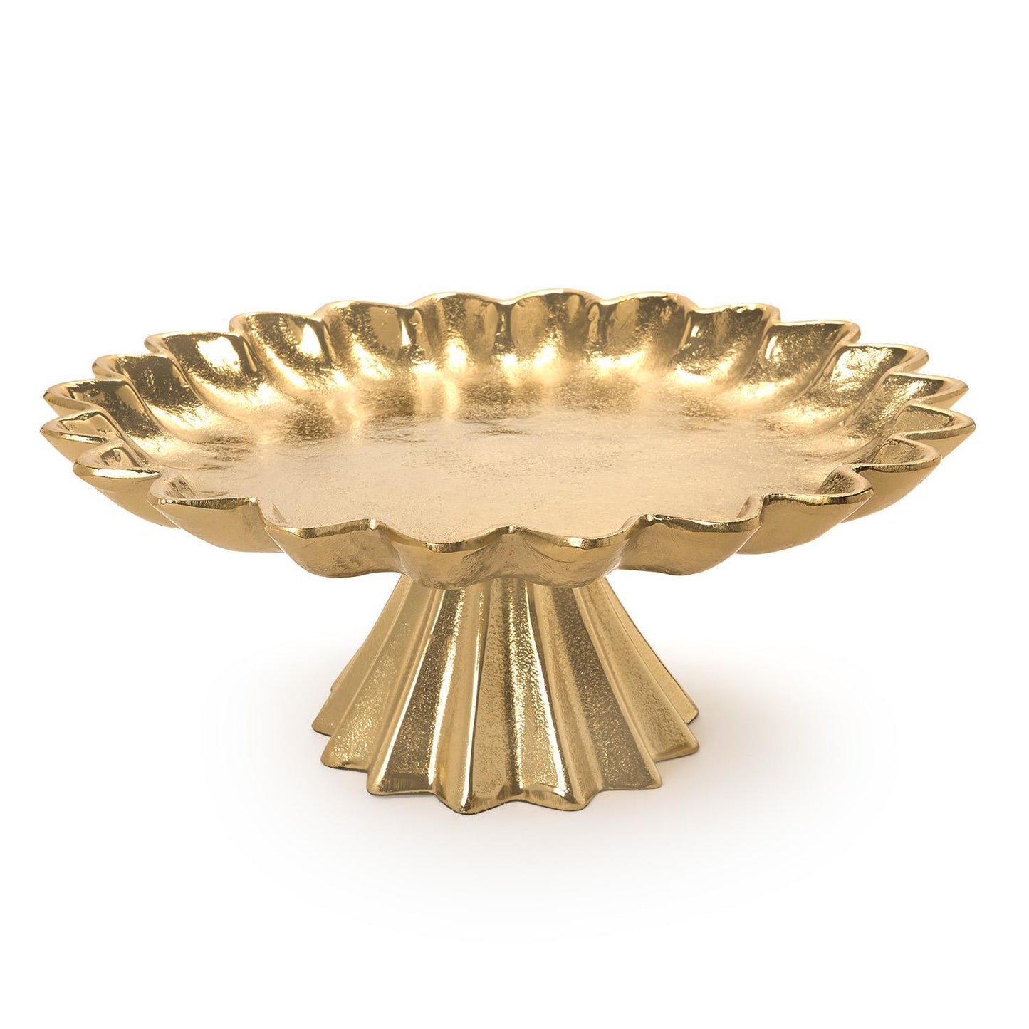 Large Scalloped Edge Gold Cake Stand