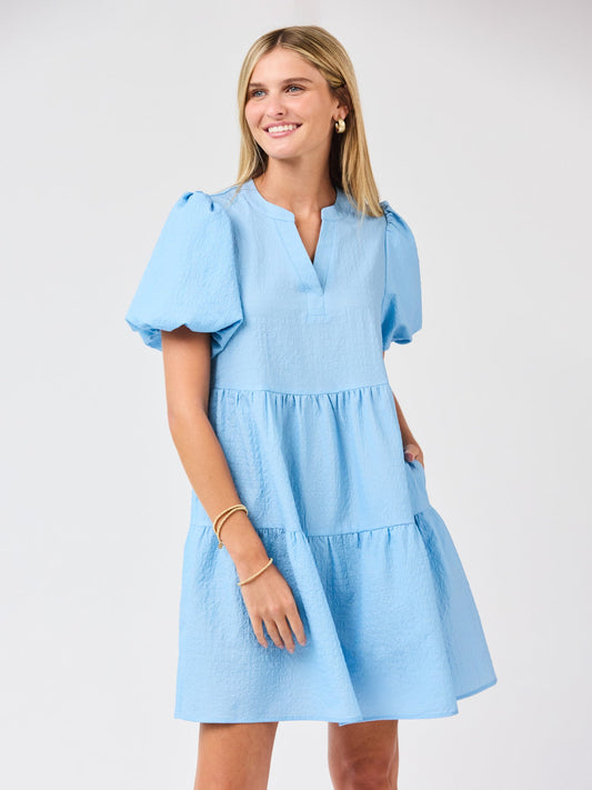 Kinsley Mini Dress | Light Blue Seersucker