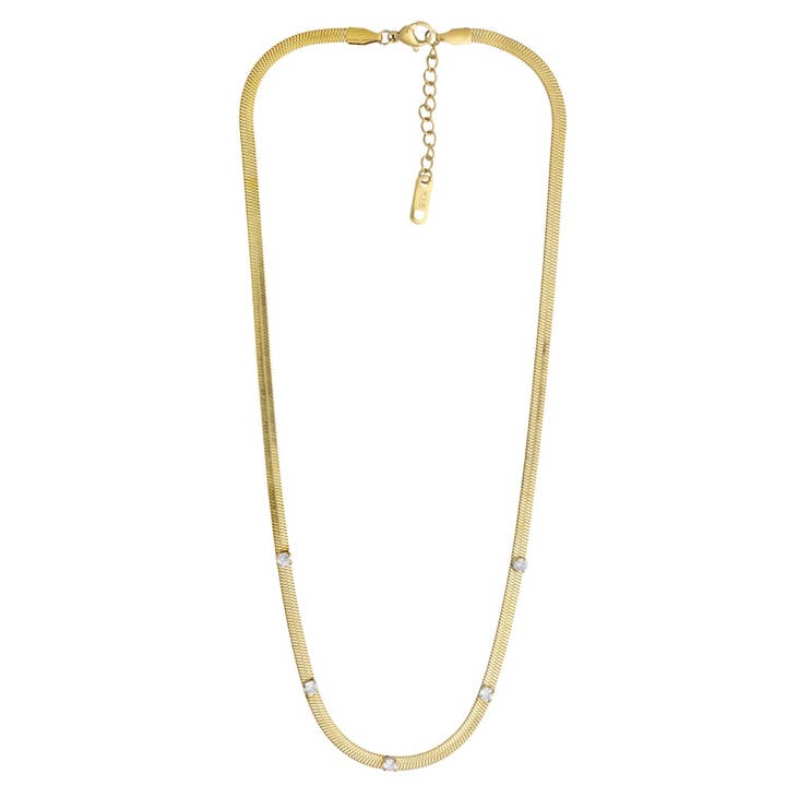 2mm Pave Herringbone Necklace