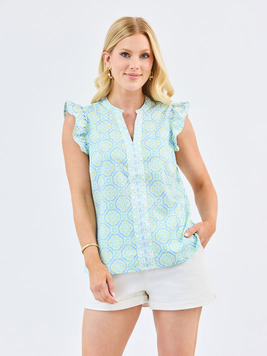 Kira Mosaic Charm Blue Top