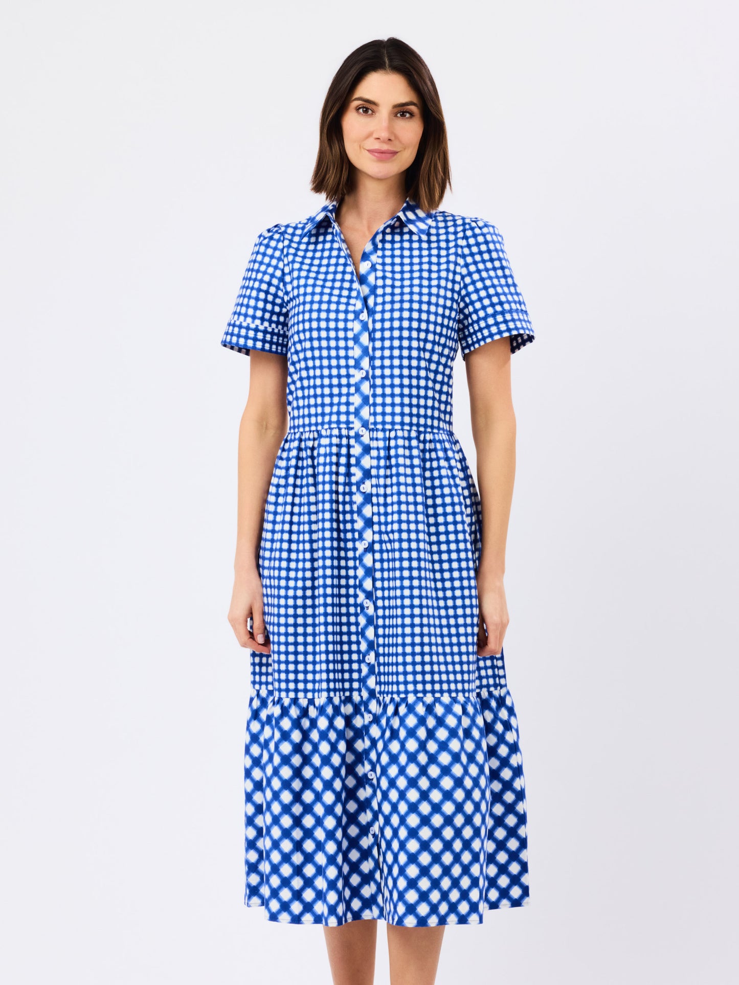 Jema Gingham Mix Navy Dress