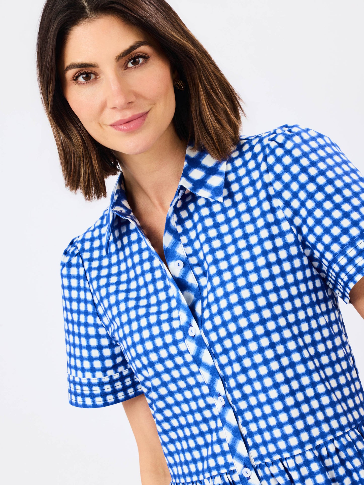 Jema Gingham Mix Navy Dress