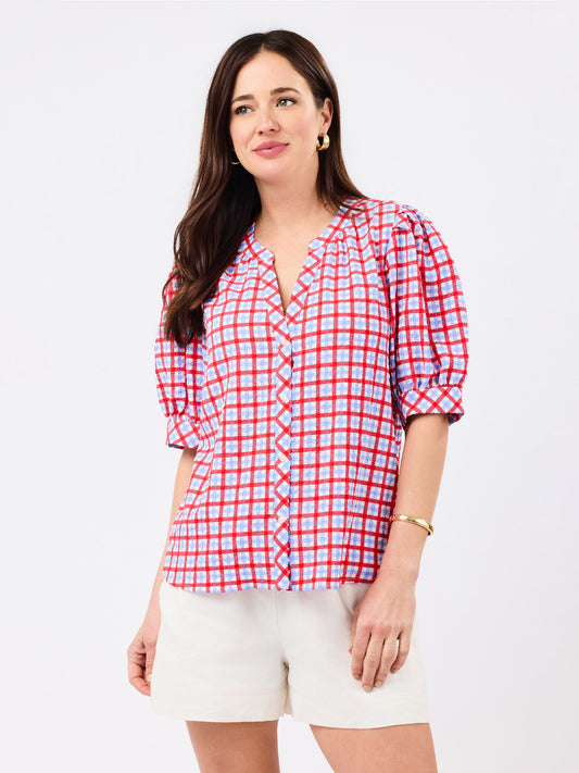 Elaine Gingham Red/Blue Top