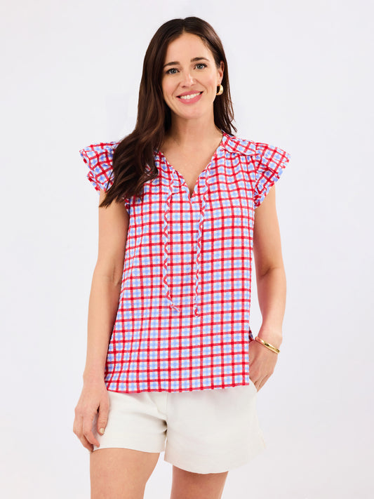 Lydia Gingham Red/Blue Top