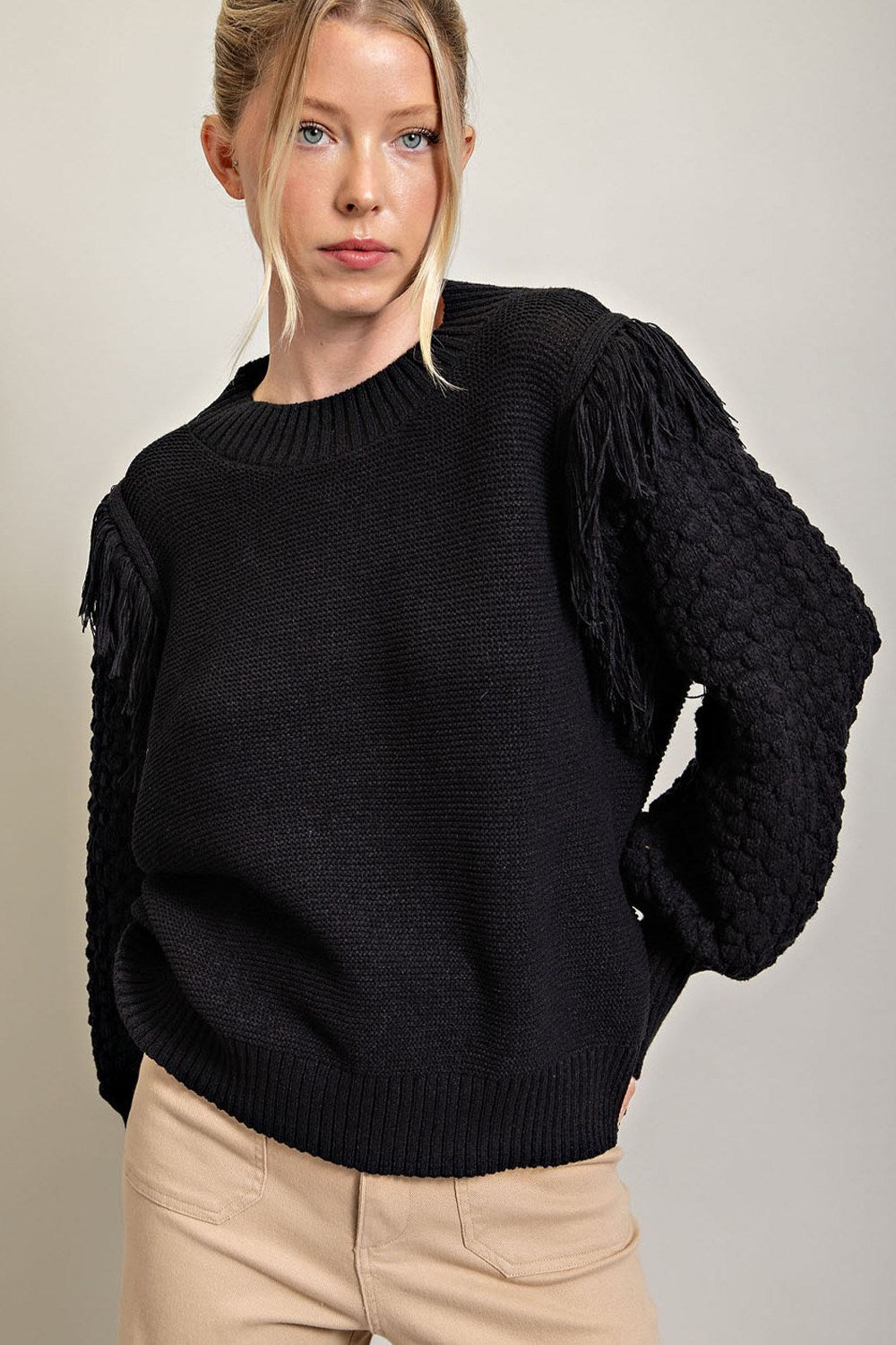 Fringe Knitted Sweater Top