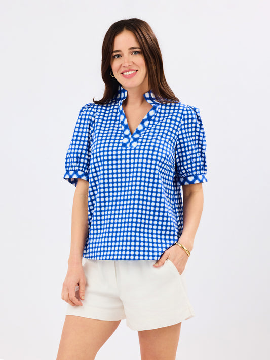 Tricia Top Blue Gingham