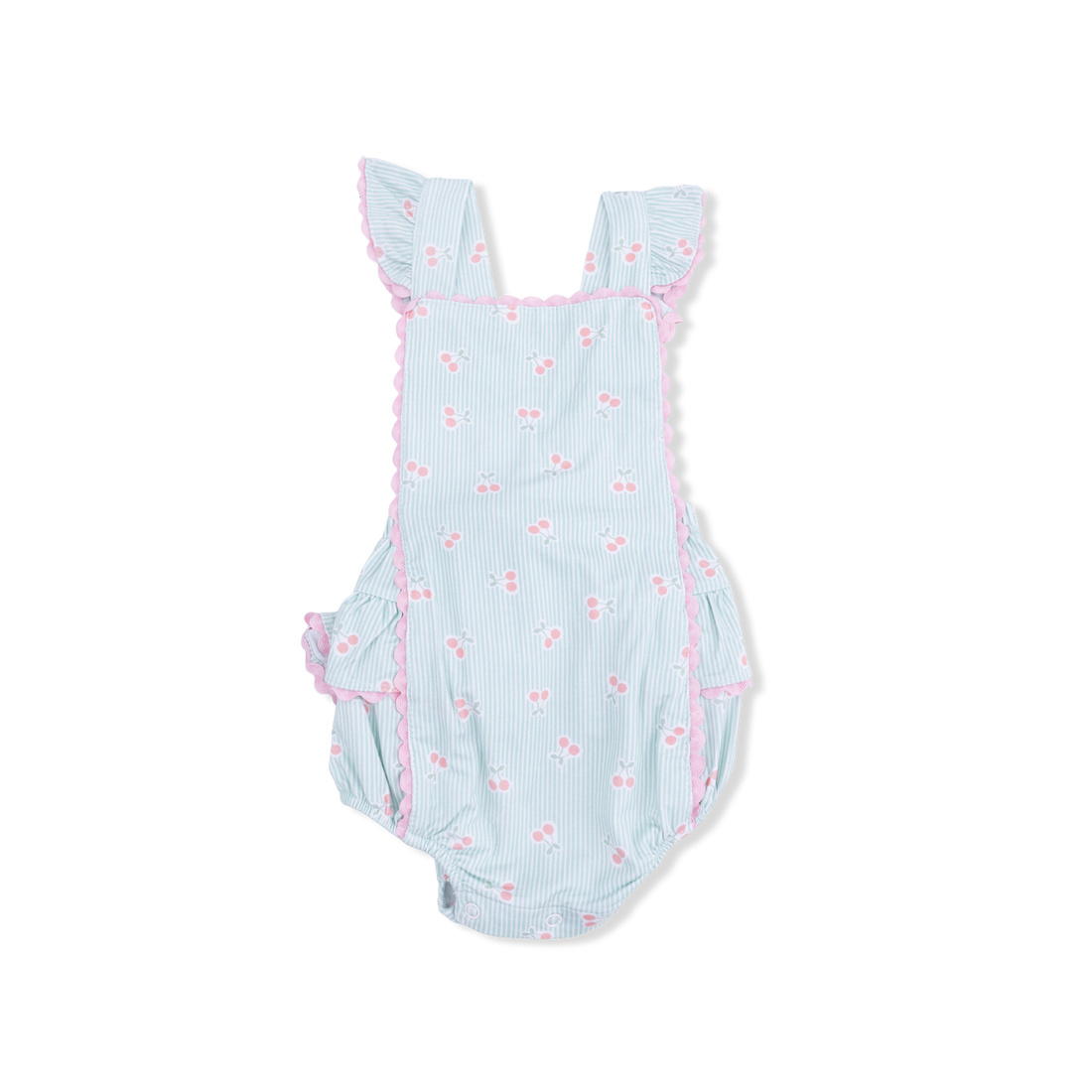 Tiny Cherry Stripe Ruffle Sunsuit