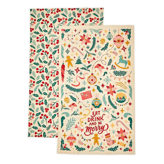 Be Merry Vintage Tea Towel
