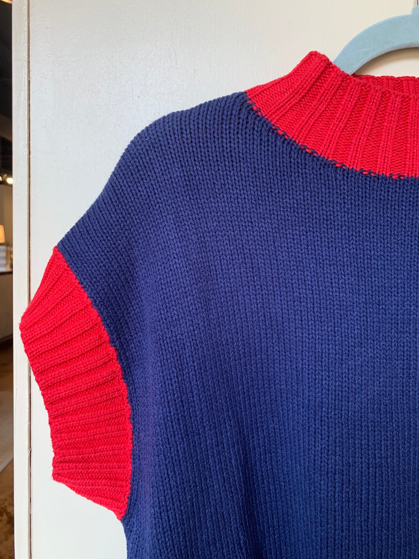 Contrast Ribbed Mock Neck Cropped Sweater