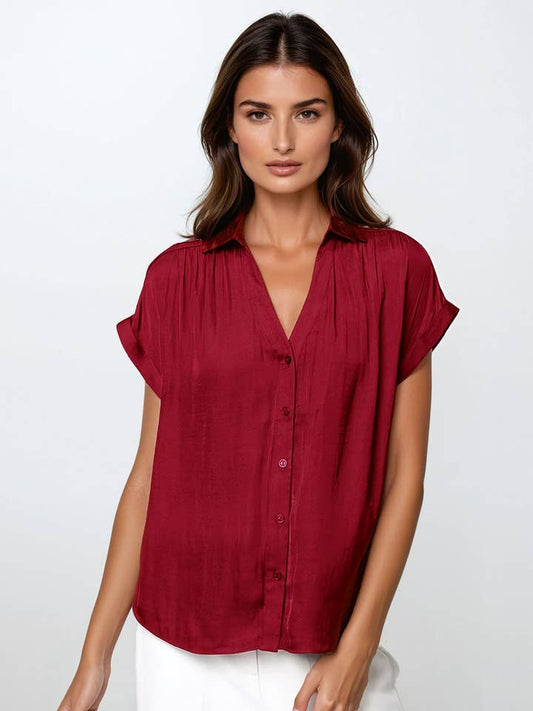 Crimson  Red SS Blouse