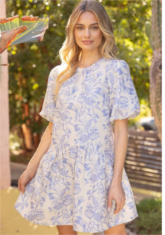 High Low Ruffle Skirt Jaquard Dress
