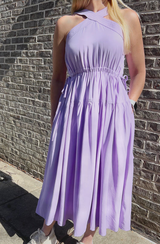 Lavender Midi With Criss Cross Neckline