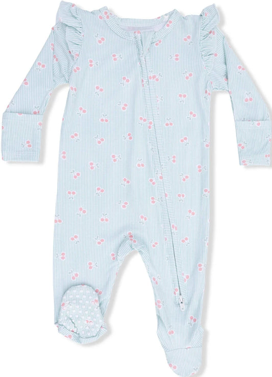 Tiny Cherry Stripe Footie