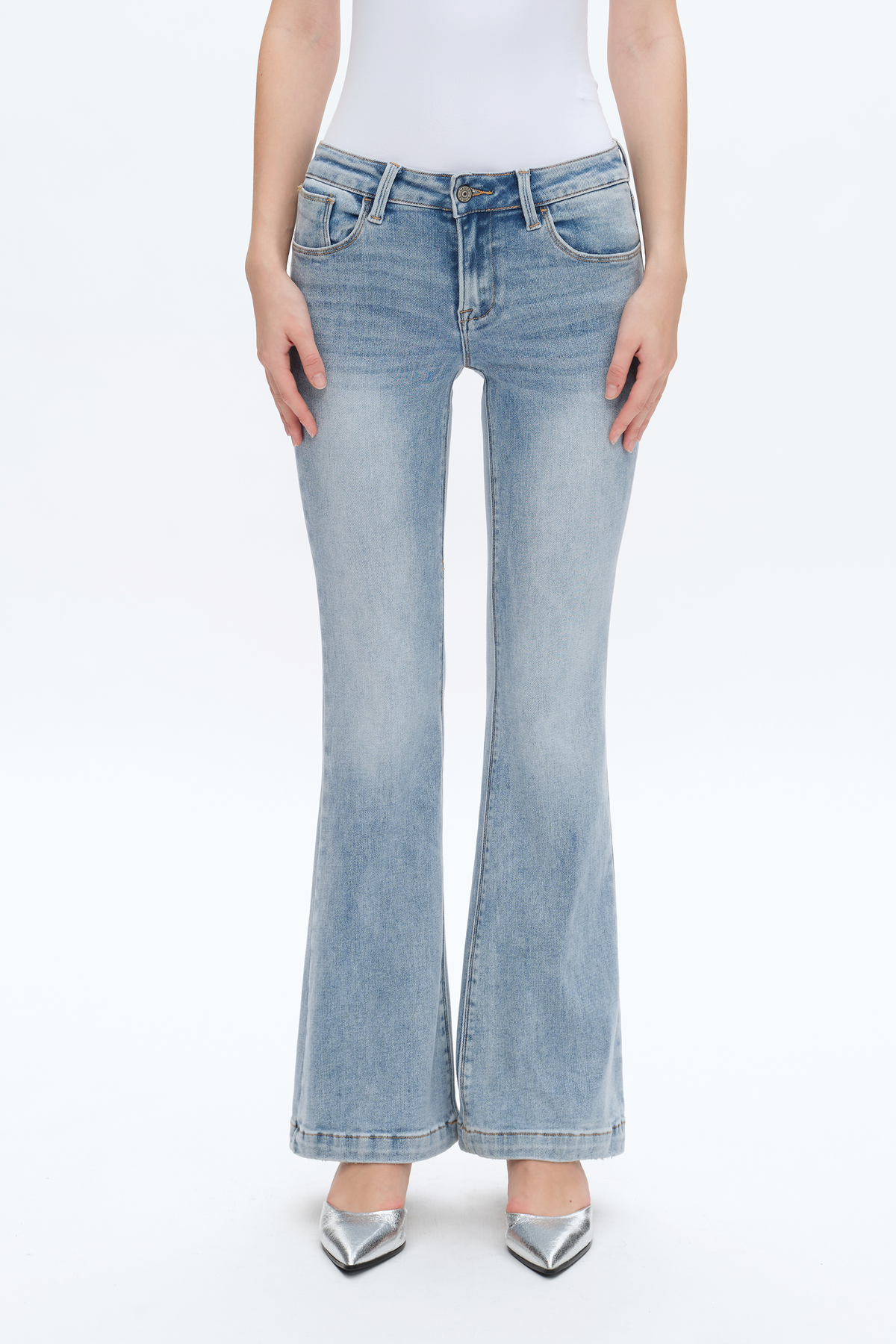 Beachy Faded Washed Flare Jeans