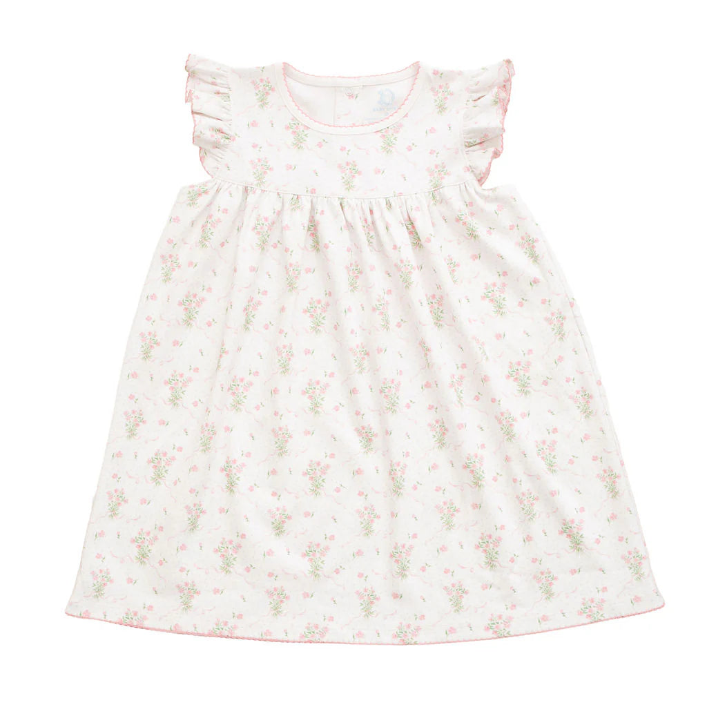 Pink Posies Flutter Sleeve Dress