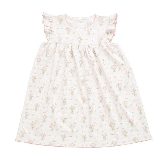 Pink Posies Flutter Sleeve Dress